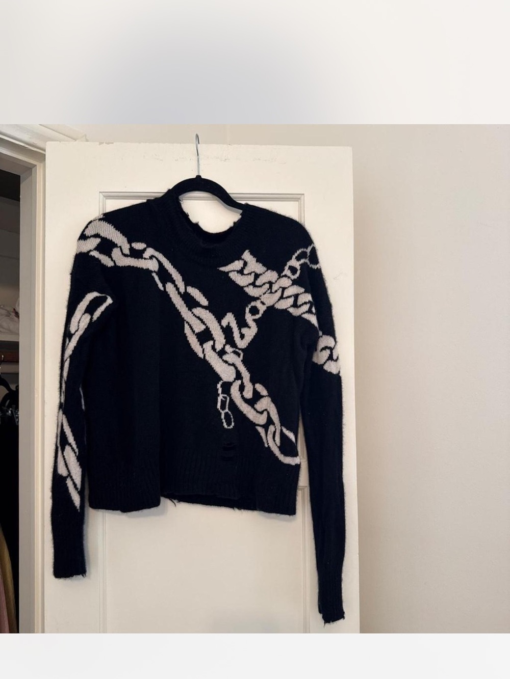 Zadig & Voltaire Black Sweater with White Chain Graphic